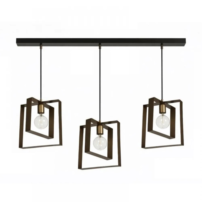 NG Lighting Kremasto Fotistiko Rag Xeiropoiito Metalliko Skouria Trifoto E27 100x80cm 2024165